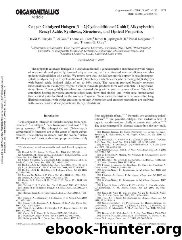 Copper-Catalyzed Huisgen [3 + 2] Cycloaddition of Gold(I) Alkynyls with Benzyl Azide. Syntheses, Structures, and Optical Properties by unknow