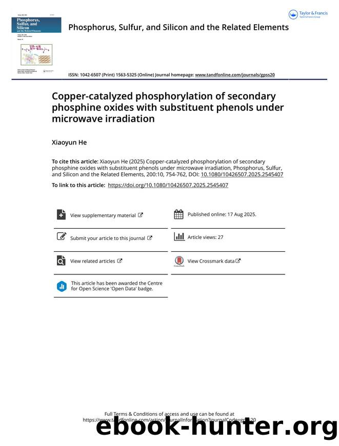 Copper-catalyzed phosphorylation of secondary phosphine oxides with substituent phenols under microwave irradiation by He Xiaoyun