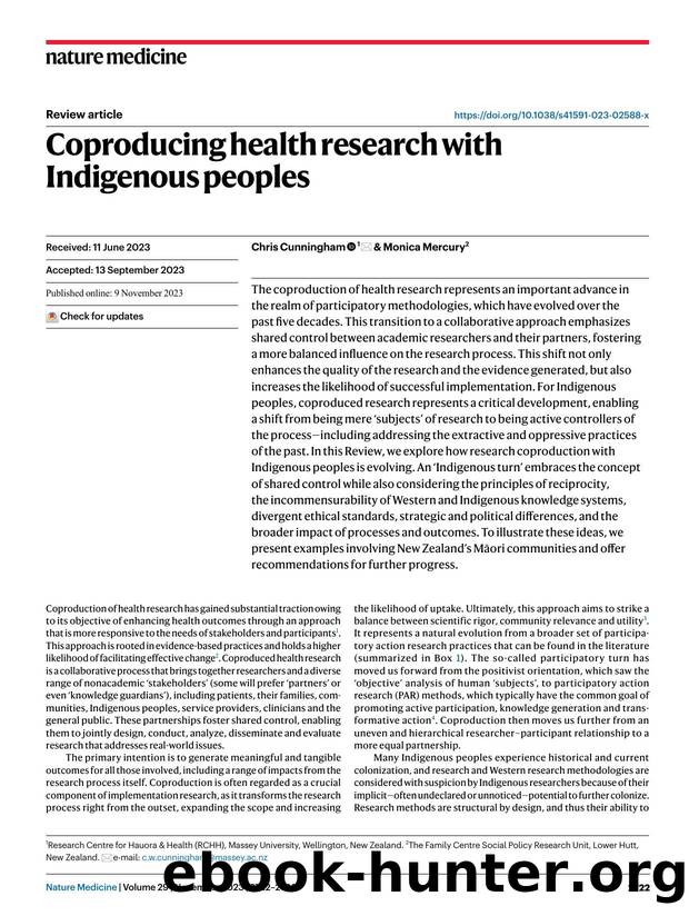 Coproducing health research with Indigenous peoples by Chris Cunningham & Monica Mercury