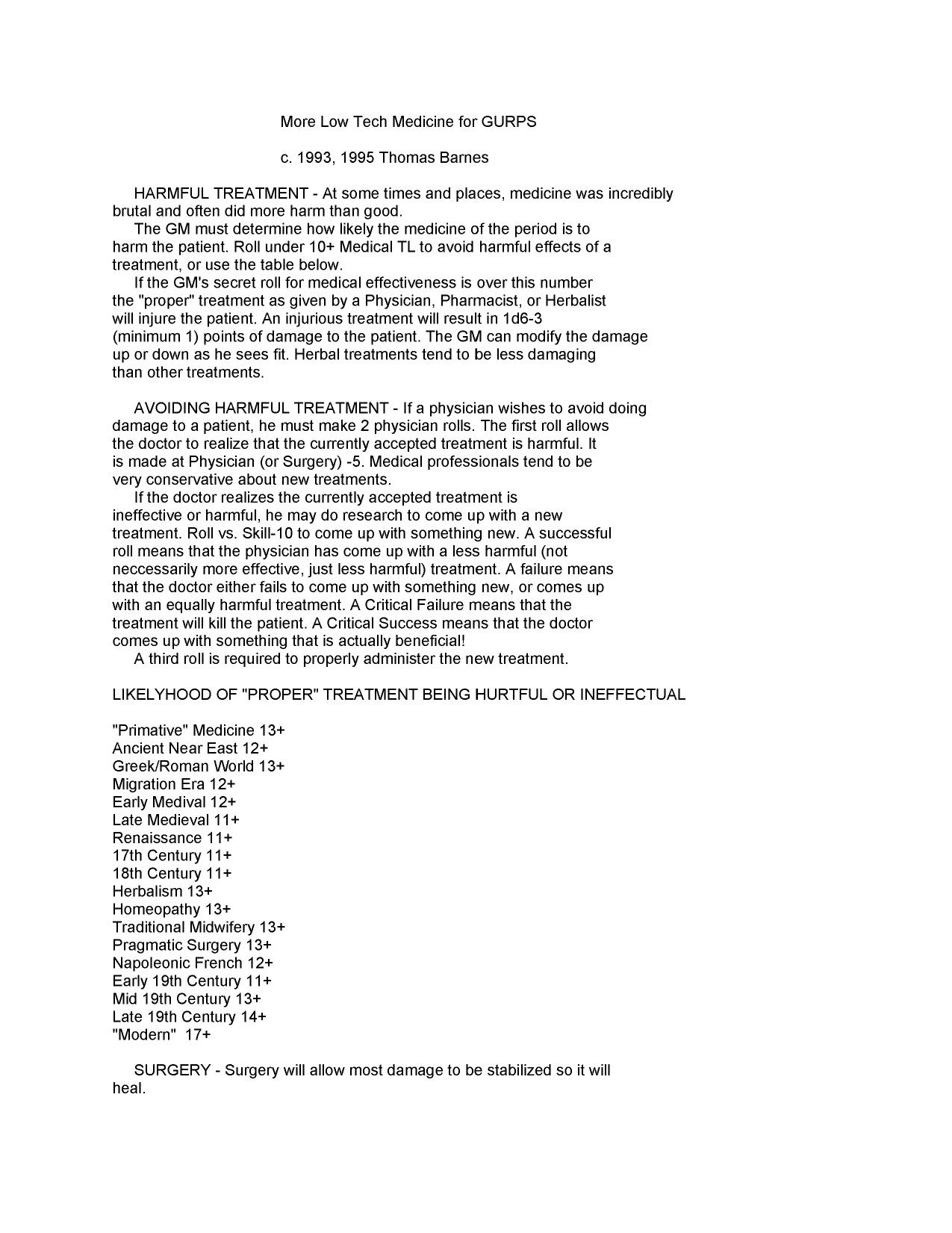 Copy of GURPS More Low Tech Medicine for GURPS by Unknown