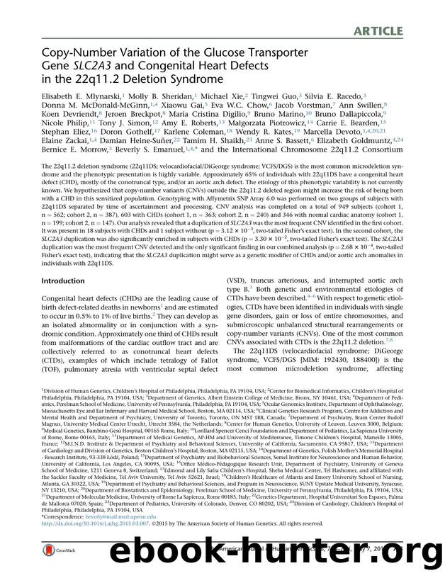 Copy-Number Variation of the Glucose Transporter Gene SLC2A3 and Congenital Heart Defects in the 22q11.2 Deletion Syndrome by unknow