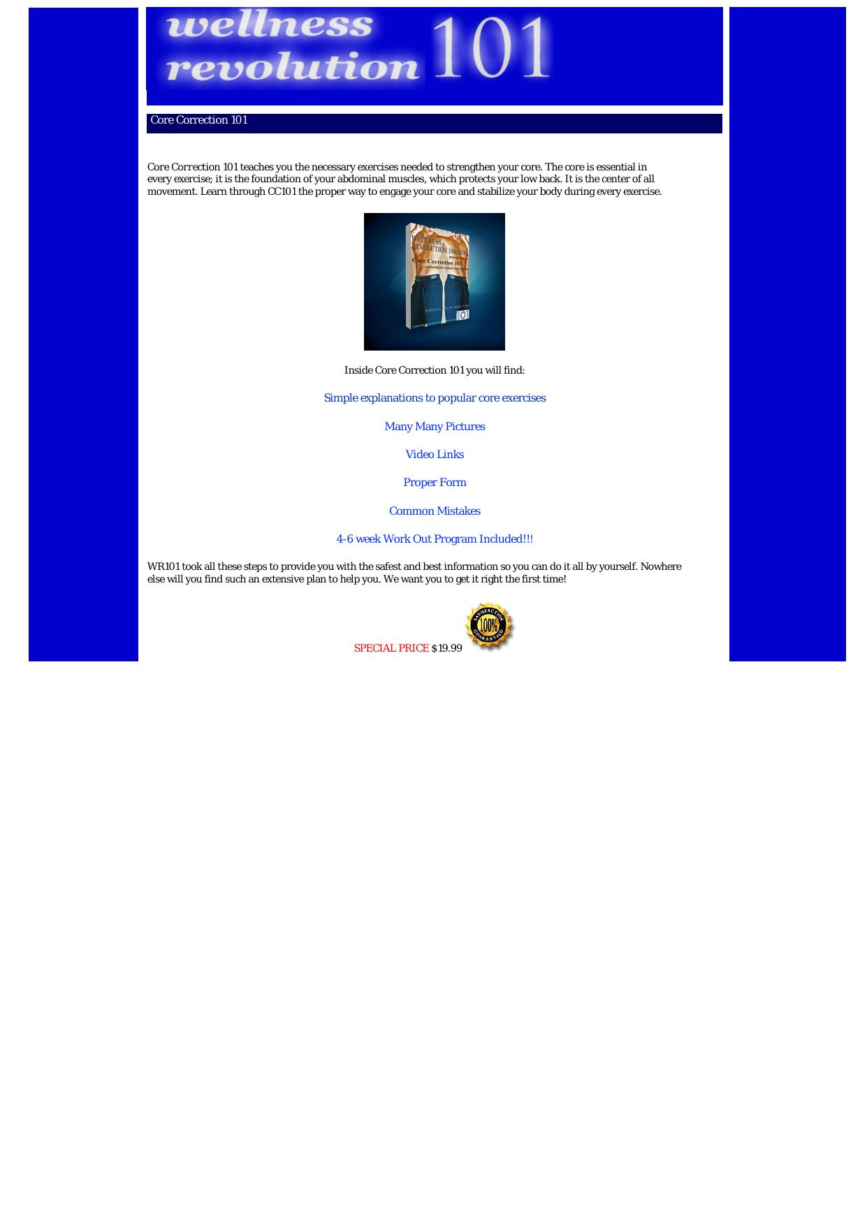 Core Correction 101 By Wellness Revolution 101. by Best of Kuszter's Collection