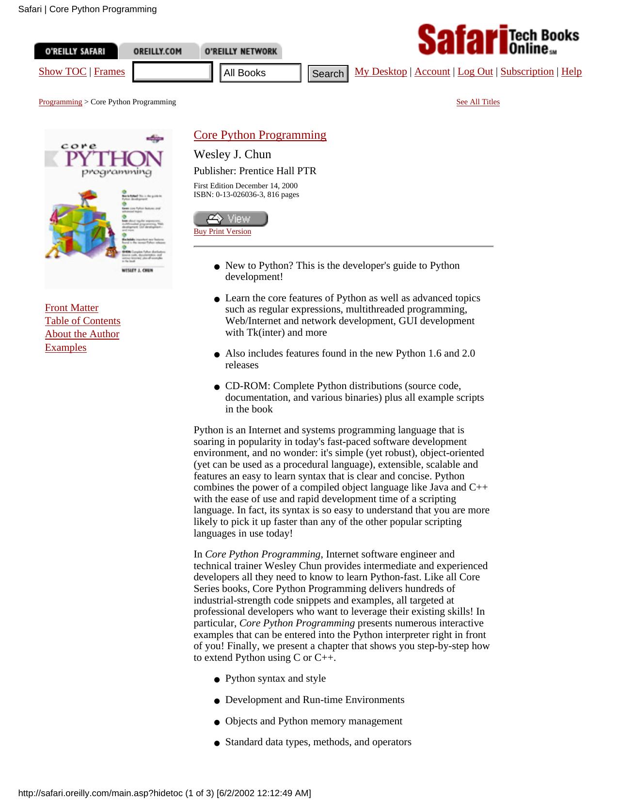 Core Python Programming by Wesley J. Chun