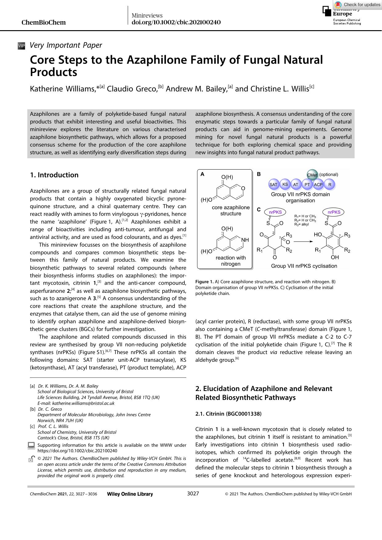 Core Steps to the Azaphilone Family of Fungal Natural Products by Unknown