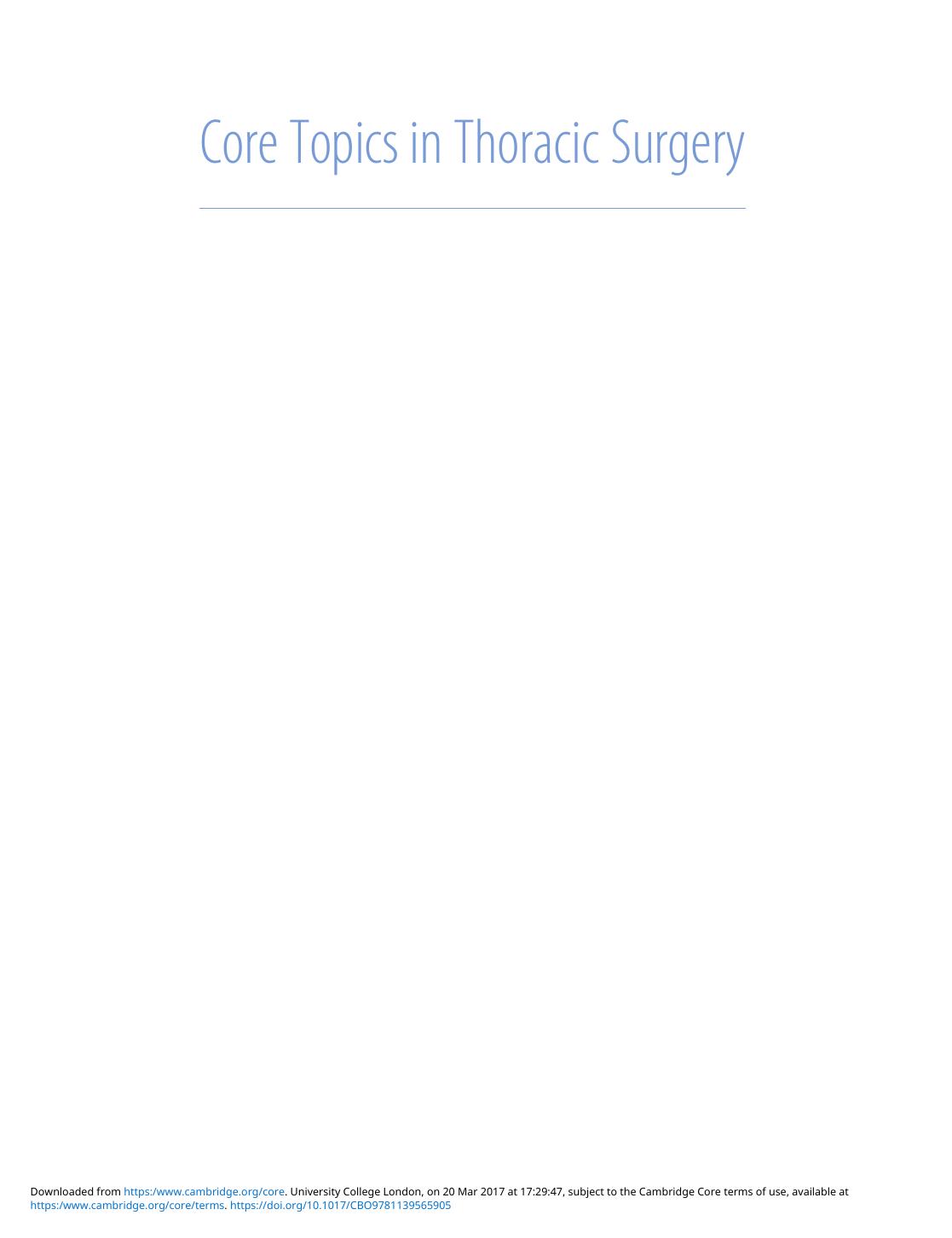 Core Topics in Thoracic Surgery by Unknow