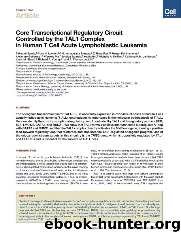 Core Transcriptional Regulatory Circuit Controlled by the TAL1 Complex in Human T Cell Acute Lymphoblastic Leukemia by Takaomi Sanda et al