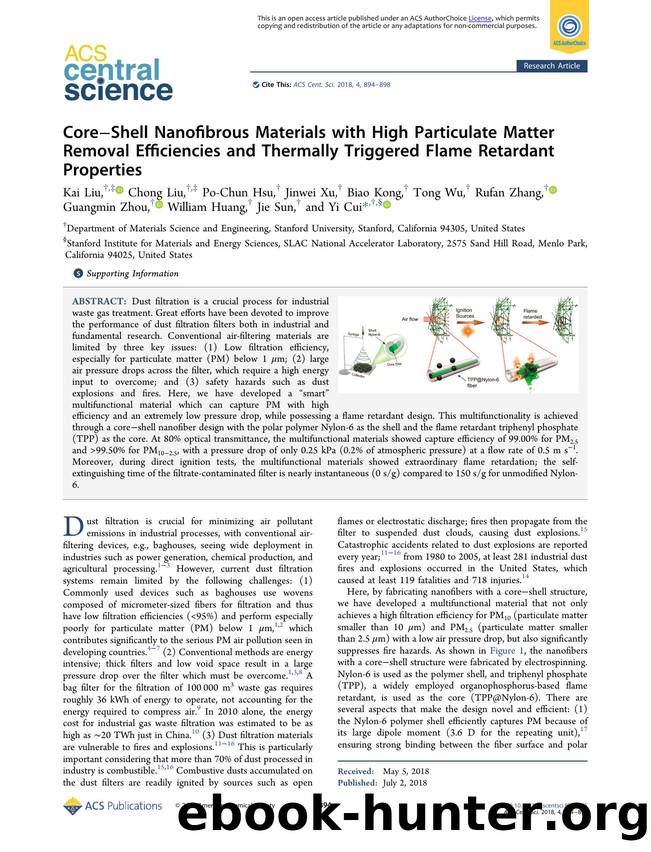 CoreâShell Nanofibrous Materials with High Particulate Matter Removal Efficiencies and Thermally Triggered Flame Retardant Properties by unknow