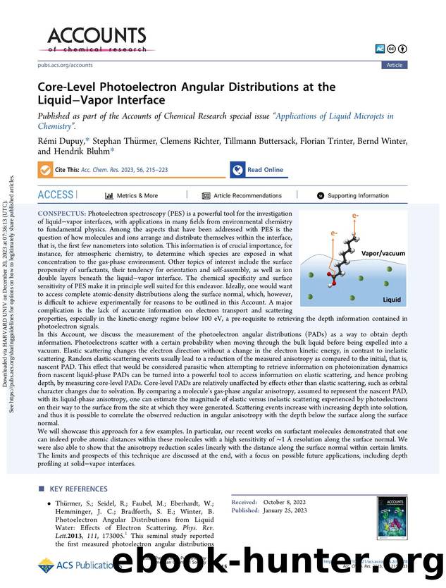 Core-Level Photoelectron Angular Distributions at the LiquidâVapor Interface by unknow