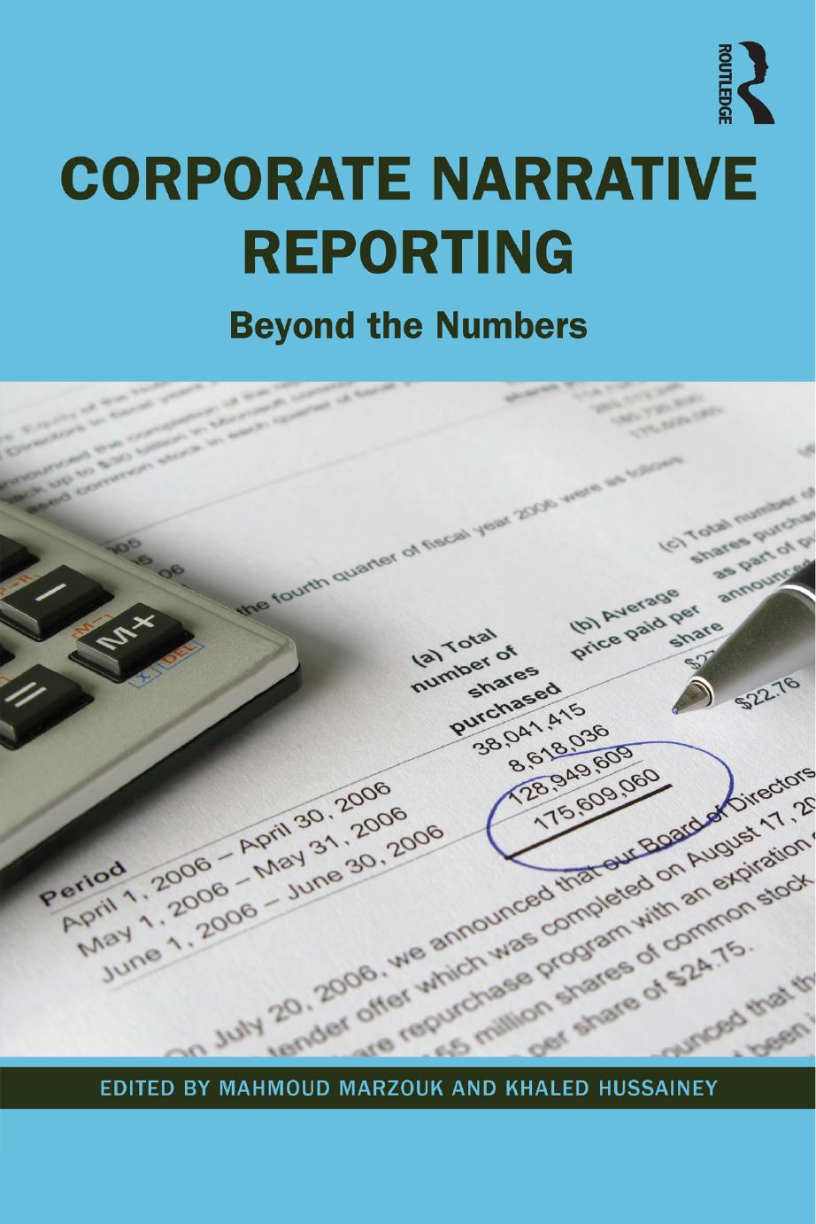 Corporate Narrative Reporting: Beyond the Numbers by Mahmoud Marzouk Khaled Hussainey
