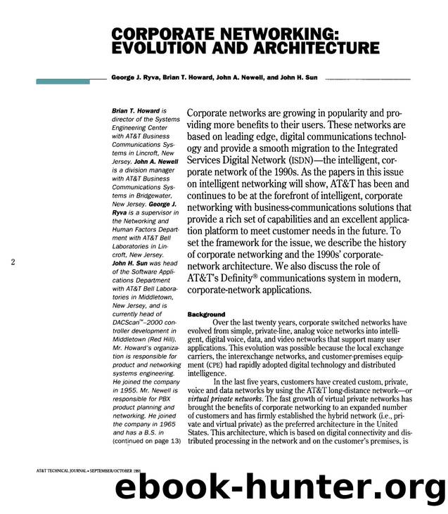Corporate Networking: Evolution and Architecture by Unknown