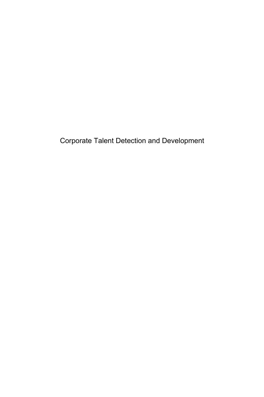 Corporate Talent Detection and Development by Unknown