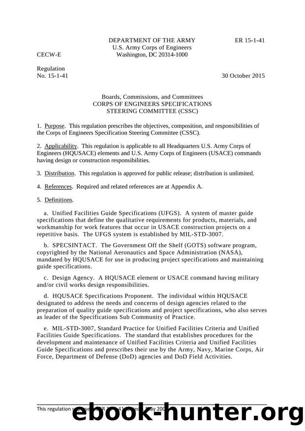 Corps of Engineers Specifications Steering committee (CSSC) by CECW-E