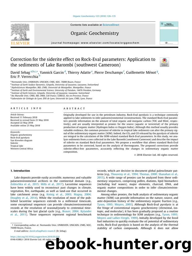 Correction for the siderite effect on Rock-Eval parameters: Application to the sediments of Lake Barombi (southwest Cameroon) by unknow