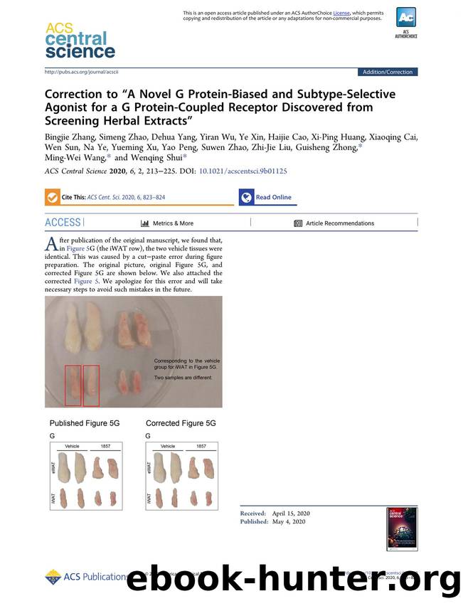 Correction to âA Novel G Protein-Biased and Subtype-Selective Agonist for a G Protein-Coupled Receptor Discovered from Screening Herbal Extractsâ by unknow