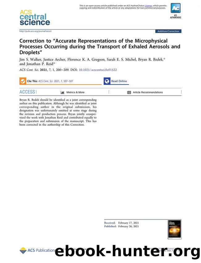Correction to âAccurate Representations of the Microphysical Processes Occurring during the Transport of Exhaled Aerosols and Dropletsâ by unknow