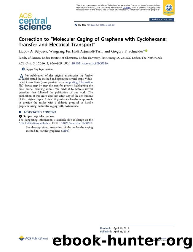 Correction to âMolecular Caging of Graphene with Cyclohexane: Transfer and Electrical Transportâ by unknow