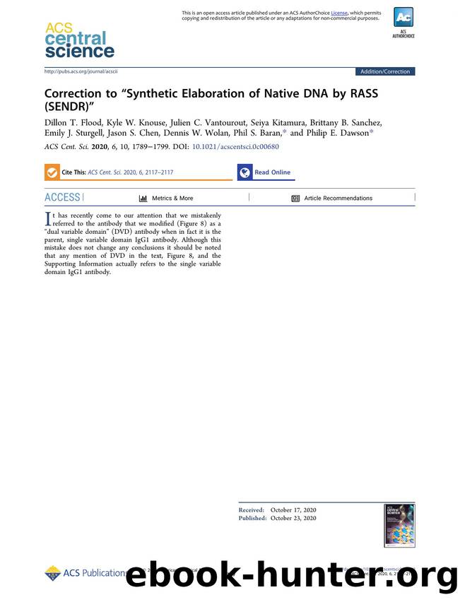 Correction to âSynthetic Elaboration of Native DNA by RASS (SENDR)â by unknow