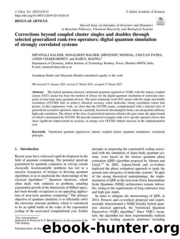 Corrections beyond coupled cluster singles and doubles through selected generalized rank-two operators: digital quantum simulation of strongly correlated systems by unknow
