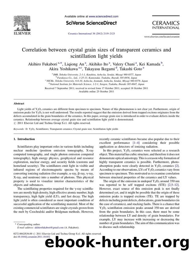 Correlation between crystal grain sizes of transparent ceramics and scintillation light yields by Akihiro Fukabori