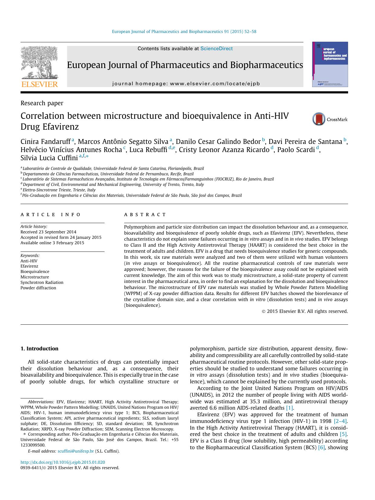 Correlation between microstructure and bioequivalence in Anti-HIV Drug Efavirenz by unknow