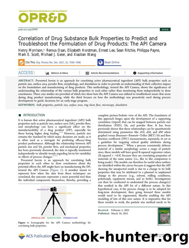 Correlation of Drug Substance Bulk Properties to Predict and Troubleshoot the Formulation of Drug Products: The API Camera by unknow