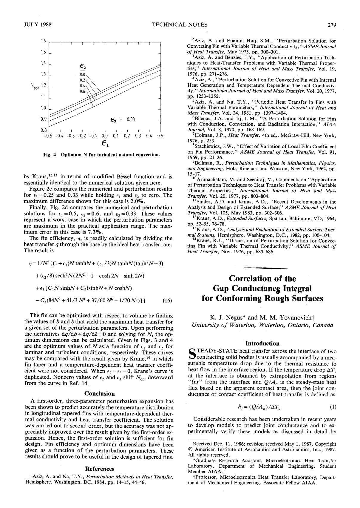 Correlation of the Gap Conductancg Integral for Conforming Rough Surf aces by Unknown