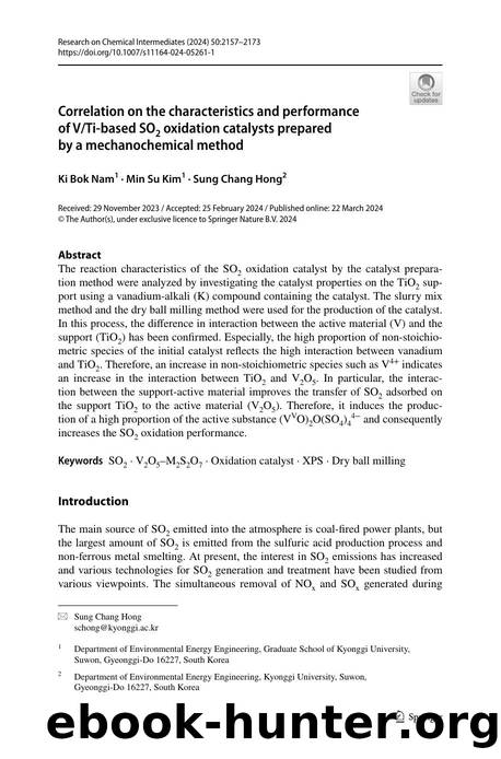 Correlation on the characteristics and performance of VTi-based SO2 oxidation catalysts prepared by a mechanochemical method by Ki Bok Nam & Min Su Kim & Sung Chang Hong