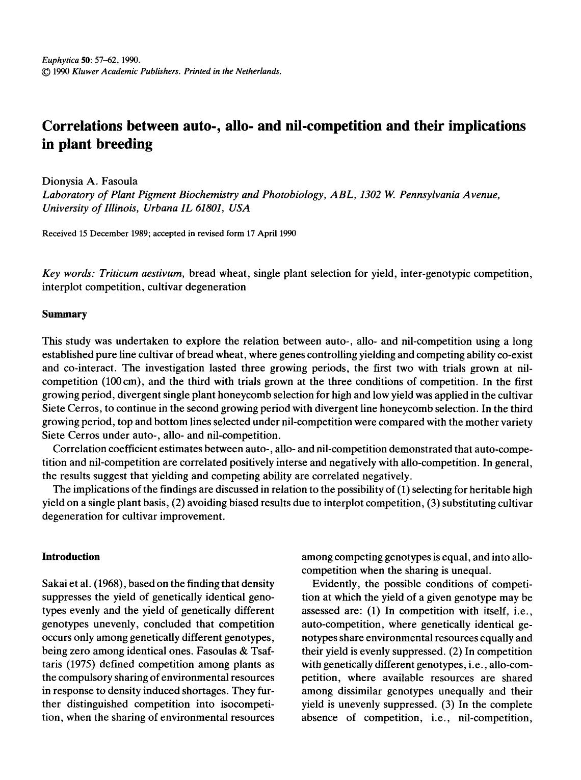 Correlations between auto-, allo- and nil-competition and their implications in plant breeding by Unknown