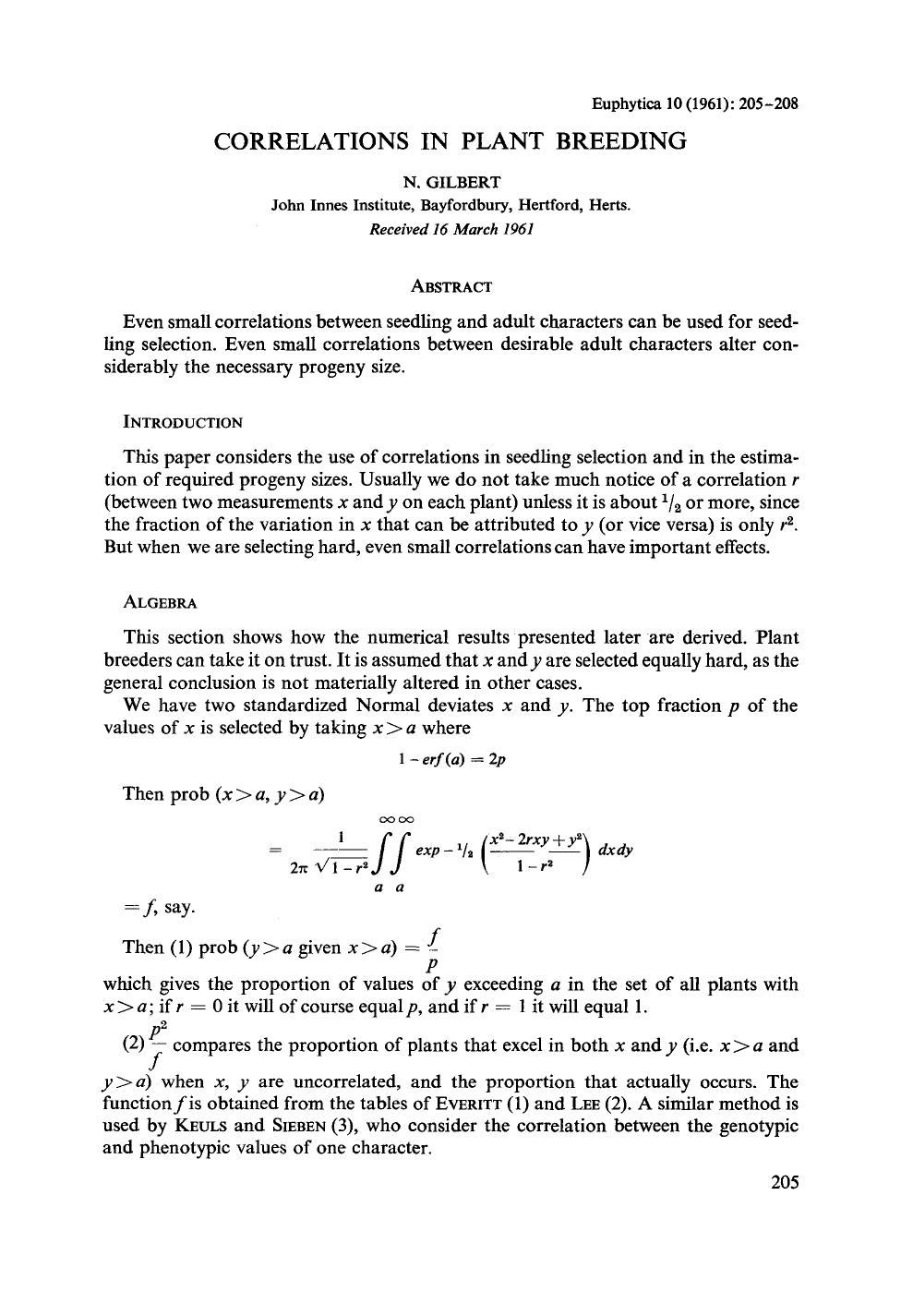 Correlations in plant breeding by Unknown