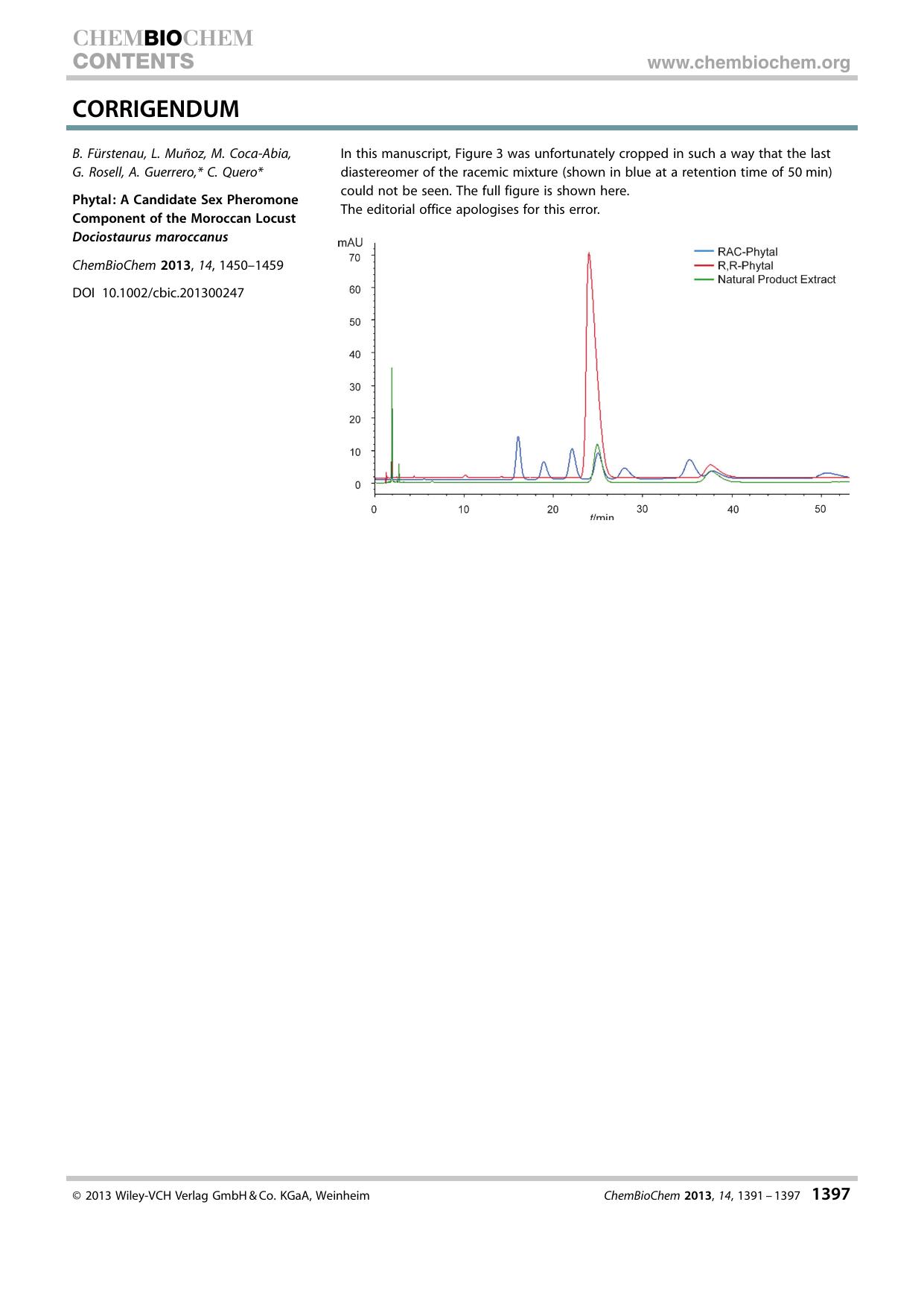 Corrigendum: Phytal: A Candidate Sex Pheromone Component of the Moroccan Locust Dociostaurus maroccanus by Unknown