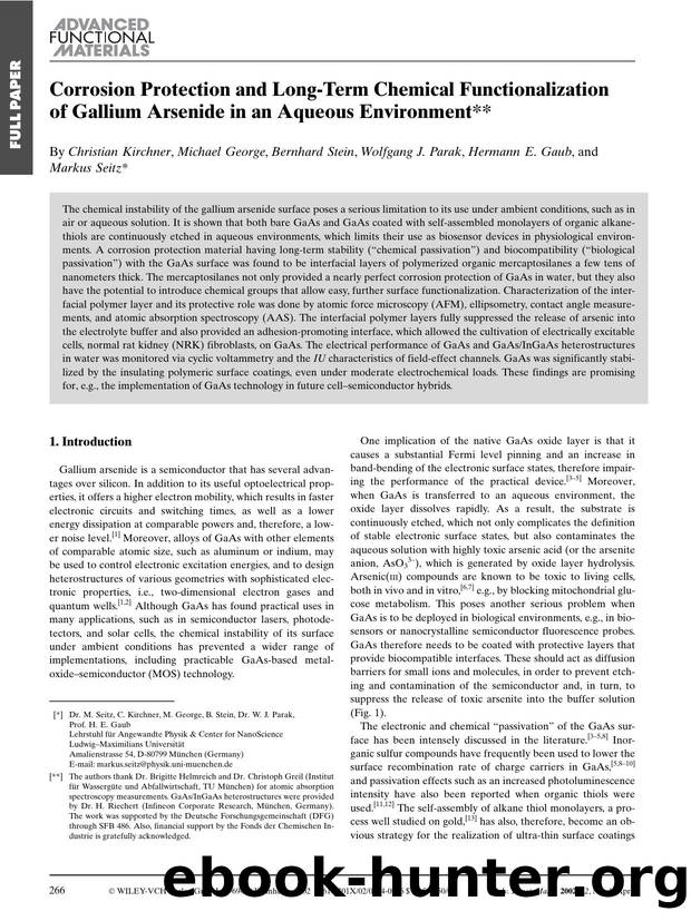 Corrosion Protection and Long-Term Chemical Functionalization of Gallium Arsenide in an Aqueous Environment by Unknown
