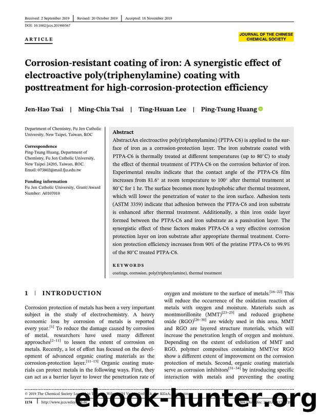 Corrosion resistant coating of iron: a synergistic effect of electroactive poly(triphenylamine) coating with post-treatment for high corrosion protection efficiency by Unknown