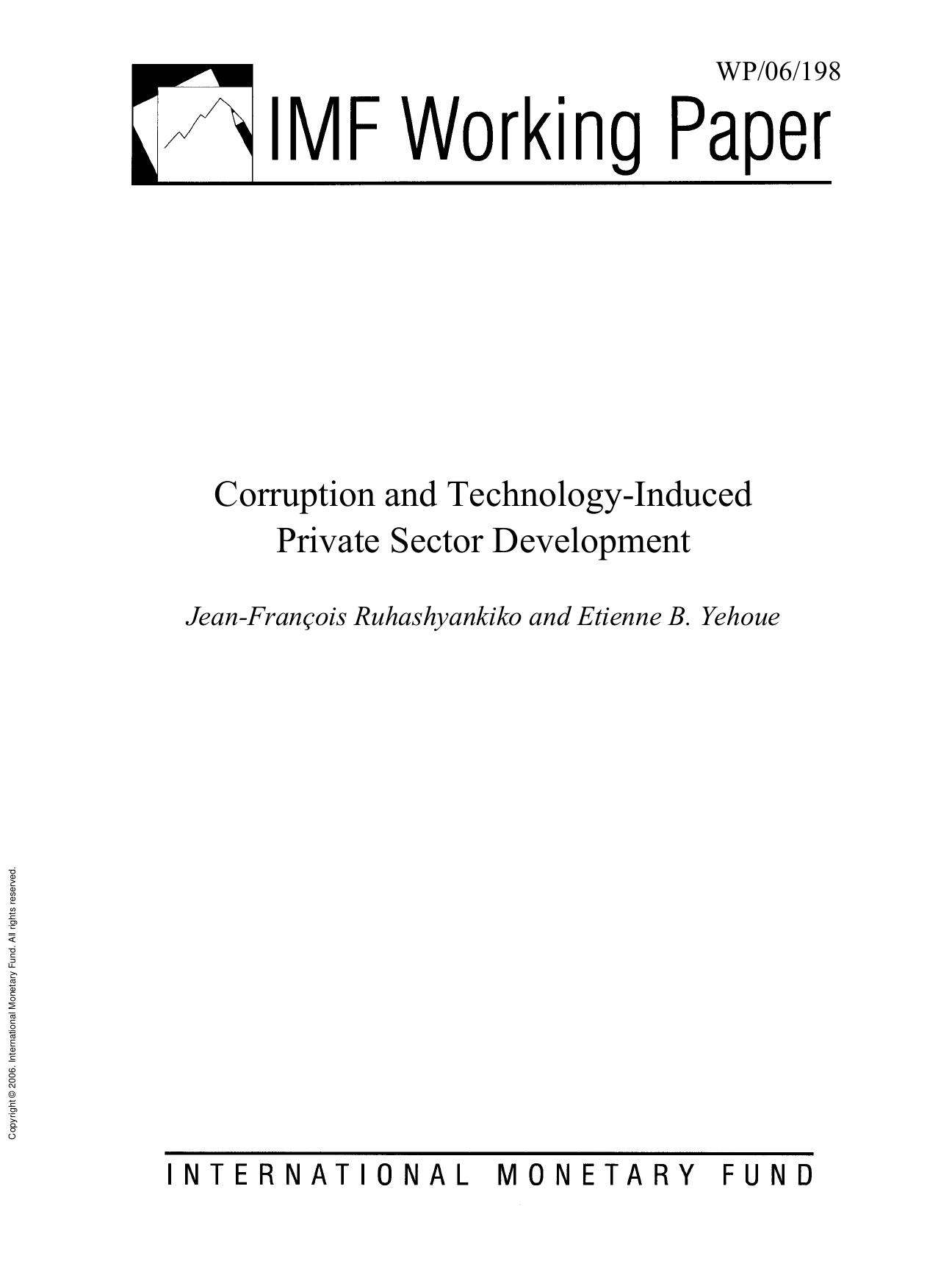 Corruption and Technology-Induced Private Sector Development by Etienne B. Yehoue; Jean-François Ruhashyankiko