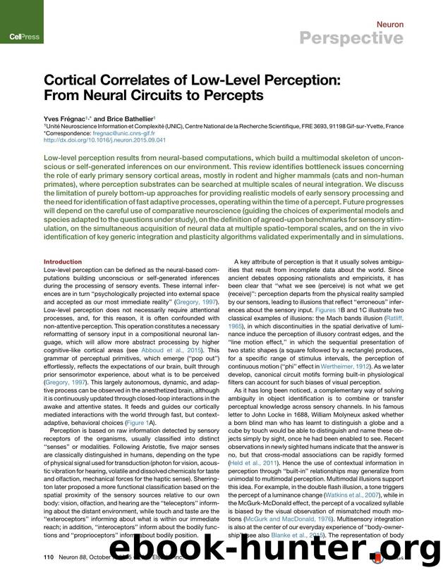 Cortical Correlates of Low-Level Perception: From Neural Circuits to Percepts by Yves Frégnac & Brice Bathellier