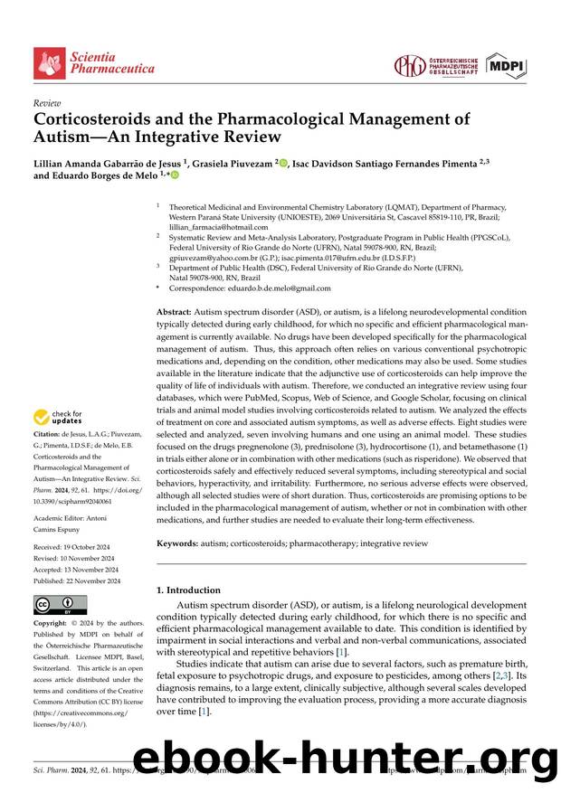 Corticosteroids and the Pharmacological Management of AutismâAn Integrative Review by unknow