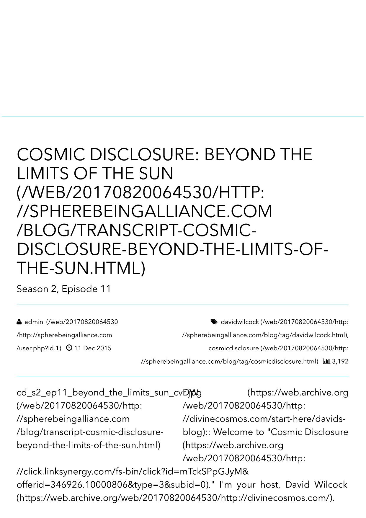 Cosmic Disclosure: Beyond the Limits of the Sun - Sphere-Being Alliance by Sphere-Being Alliance