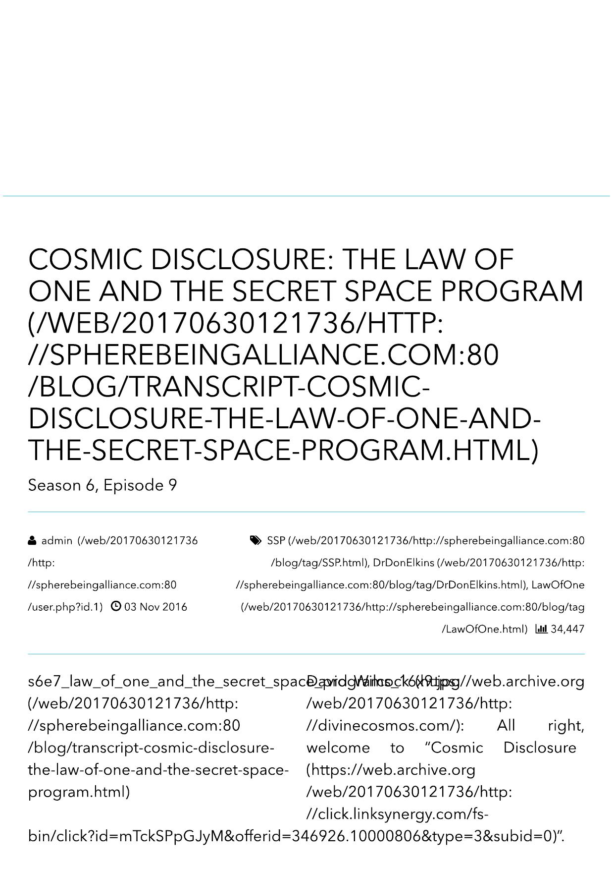 Cosmic Disclosure: The Law of One and The Secret Space Program - Sphere-Being Alliance by Sphere-Being Alliance