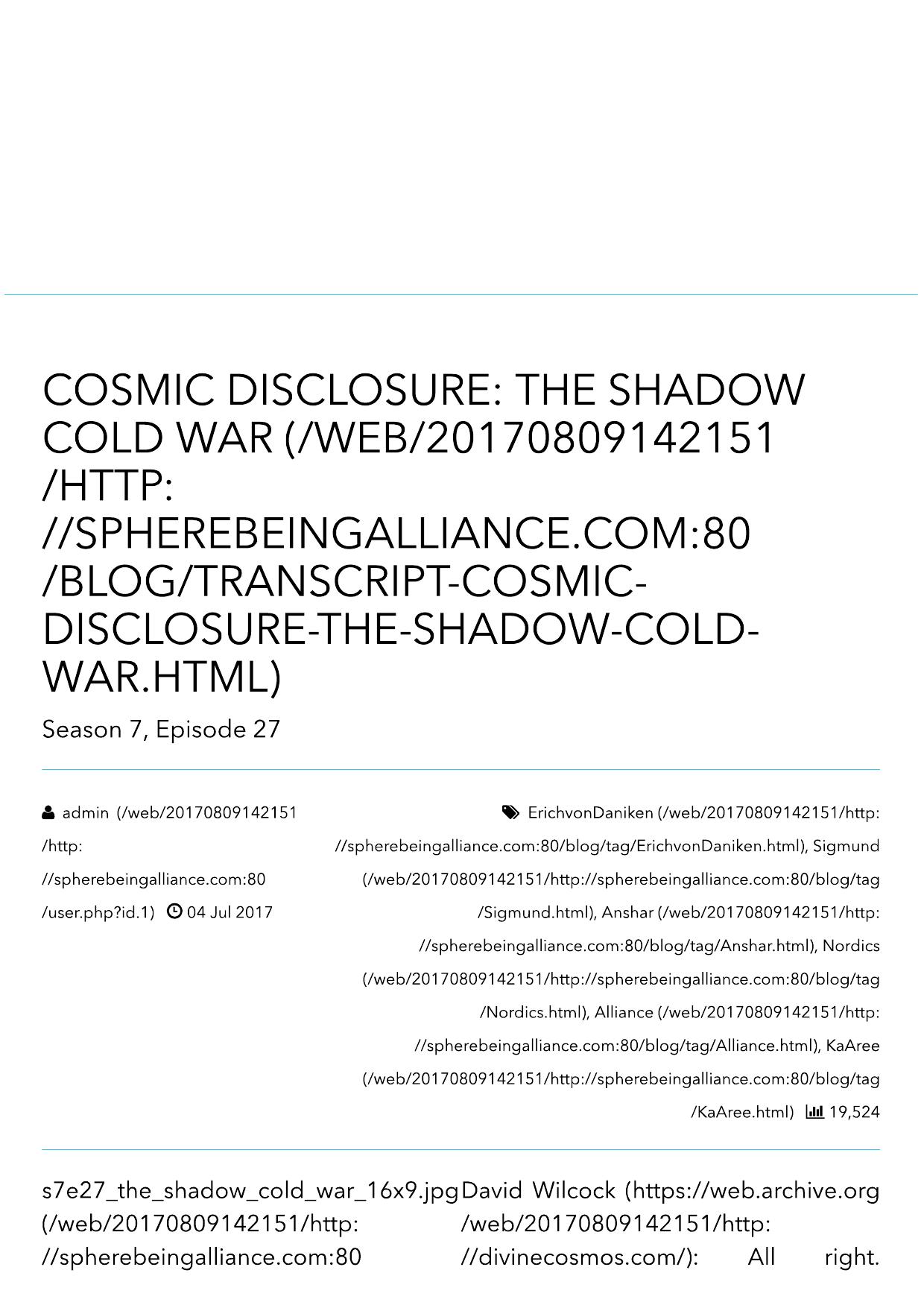 Cosmic Disclosure: The Shadow Cold War - Sphere-Being Alliance by Sphere-Being Alliance