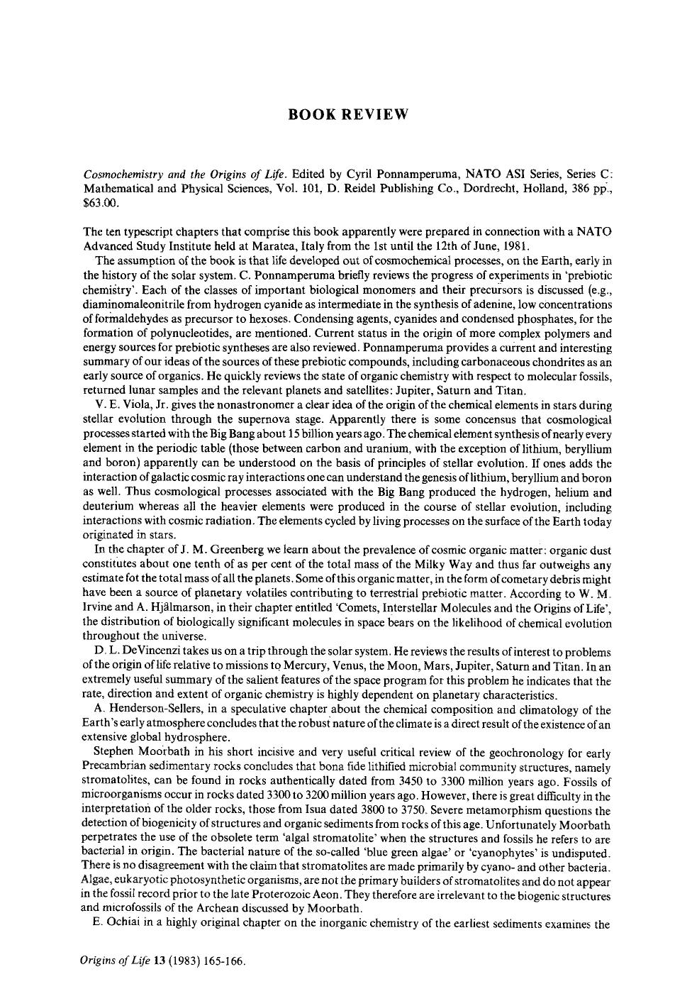 Cosmochemistry and the origins of life by Unknown