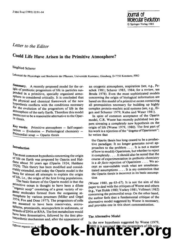 Could life have arisen in the primitive atmosphere? by Unknown