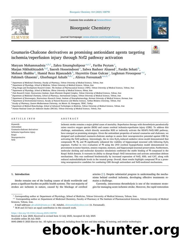 Coumarin-Chalcone derivatives as promising antioxidant agents targeting ischemiareperfusion injury through Nrf2 pathway activation by unknow