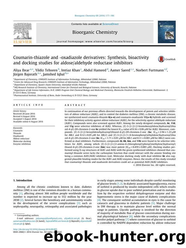 Coumarin-thiazole and -oxadiazole derivatives: Synthesis, bioactivity and docking studies for aldosealdehyde reductase inhibitors by unknow