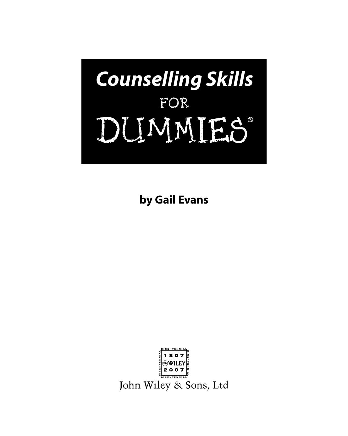 Counselling Skills For Dummies by Gail Evans