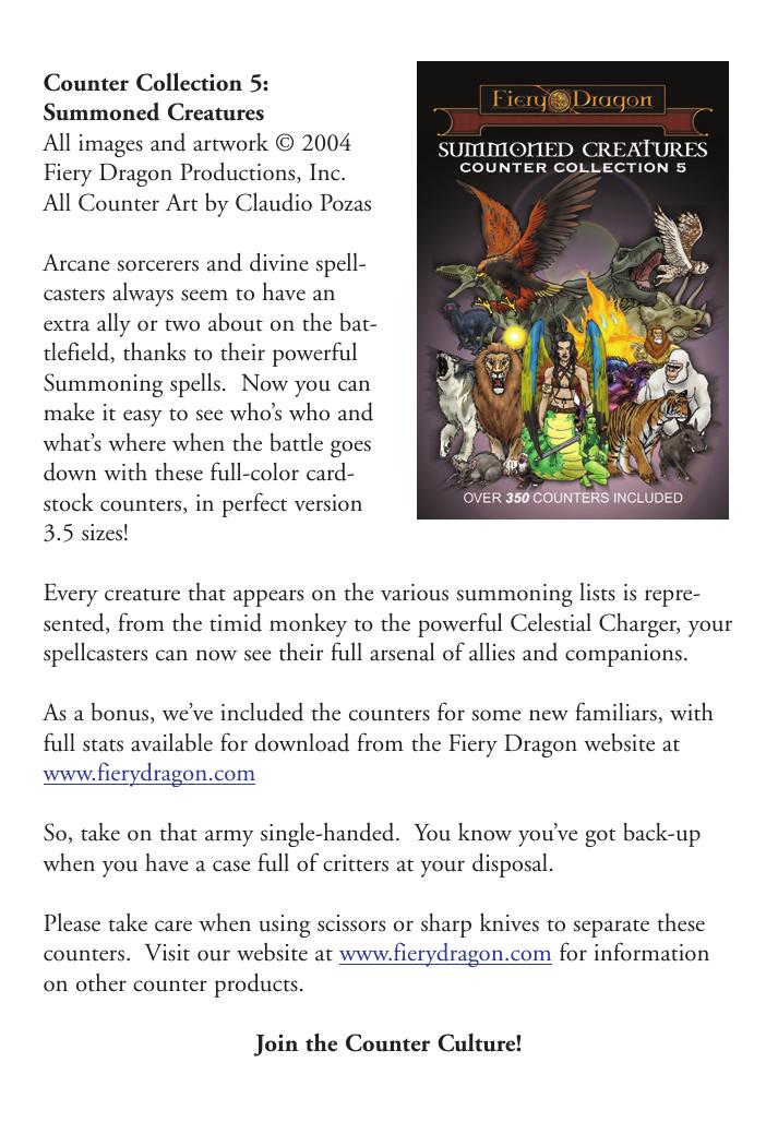Counter Collection 5 SUMMONED MONSTERS by www.fierydragon.com