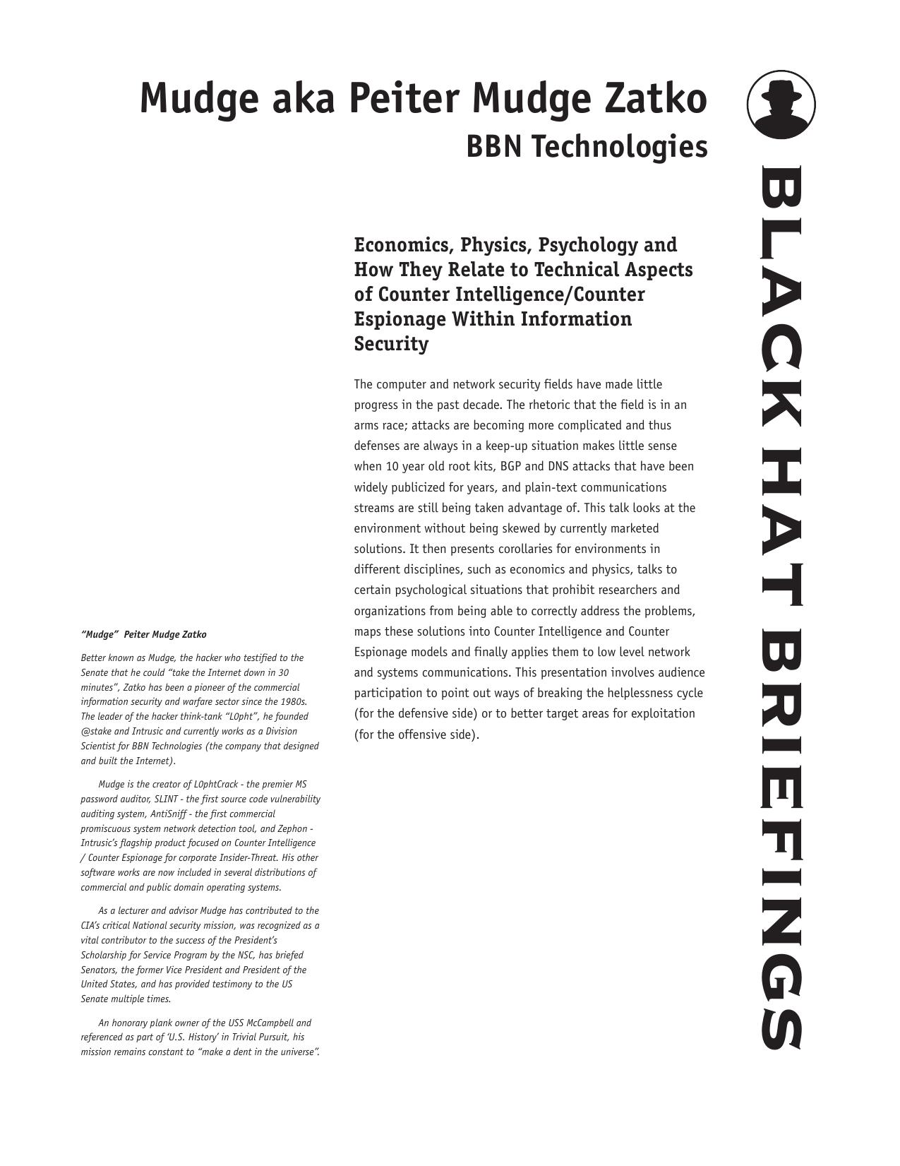 Counter Espionage Within Information Security by Unknown