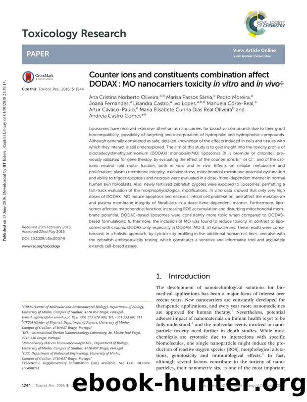 Counter ions and constituents combination affect DODAXâ:âMO nanocarriers toxicity in vitro and in vivo by unknow