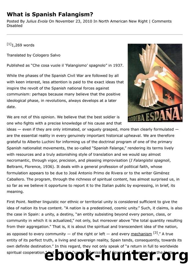 Counter-Currents Â» What is Spanish Falangism? Â» Print by Unknown