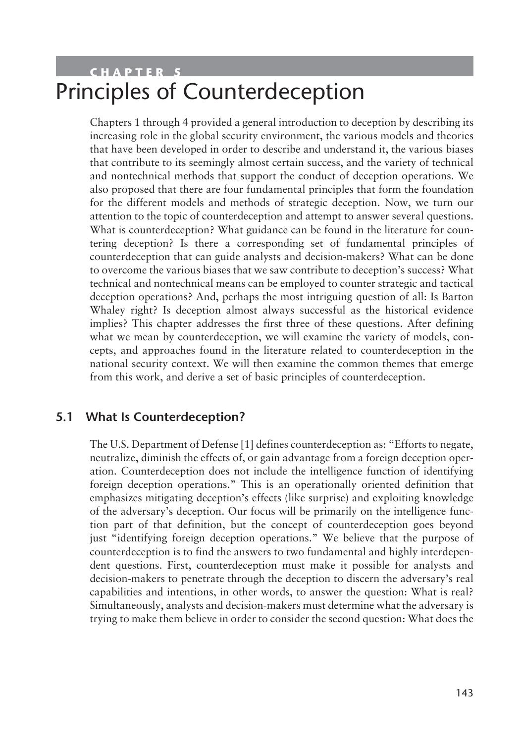 Counterdeception Principles and Applications for National Security by Michael Bennett and Edward Waltz