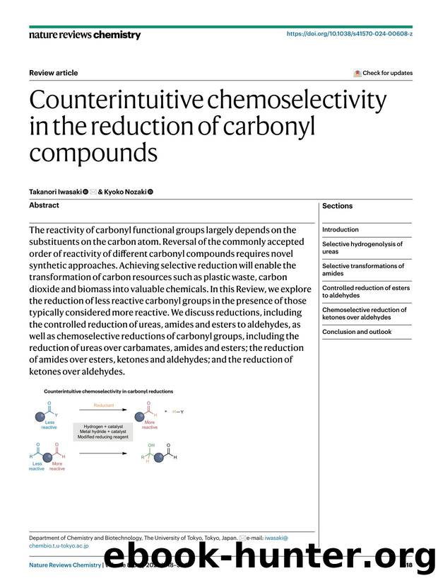 Counterintuitive chemoselectivity in the reduction of carbonyl compounds by Takanori Iwasaki & Kyoko Nozaki