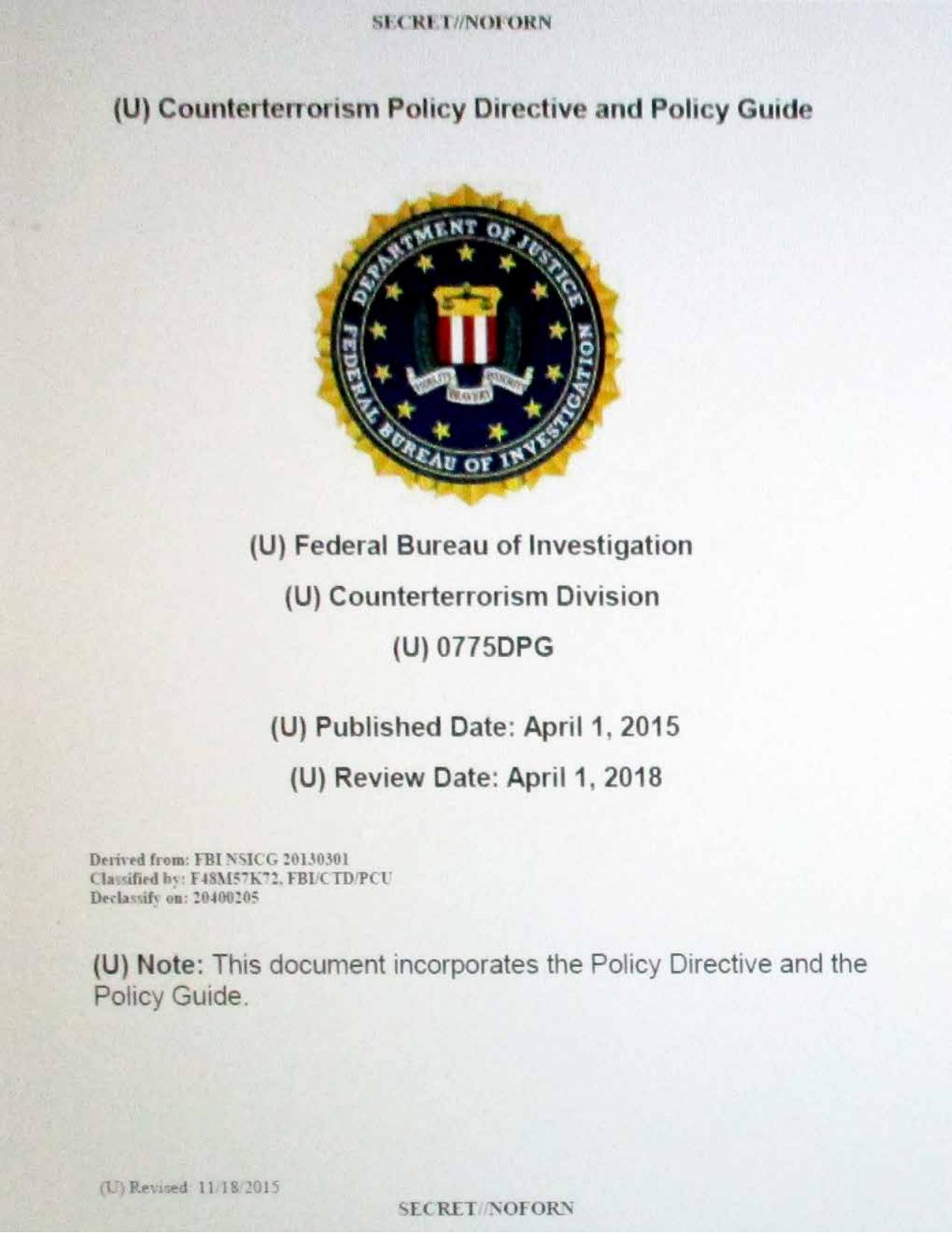 Counterterrorism Policy Directive and Policy Guide by Unknown